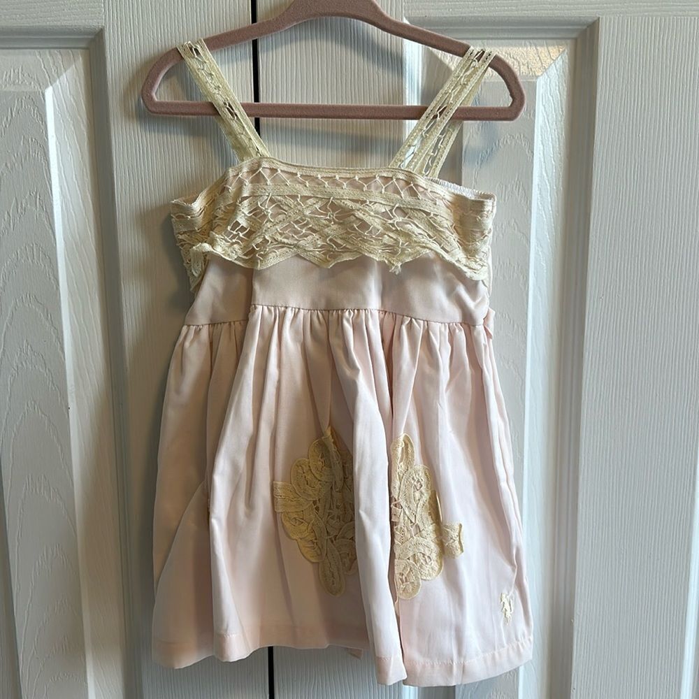 W.D. Wolf Daydream Girls Pink & Ivory Lace Tank Dress + Shorts - Size 4T